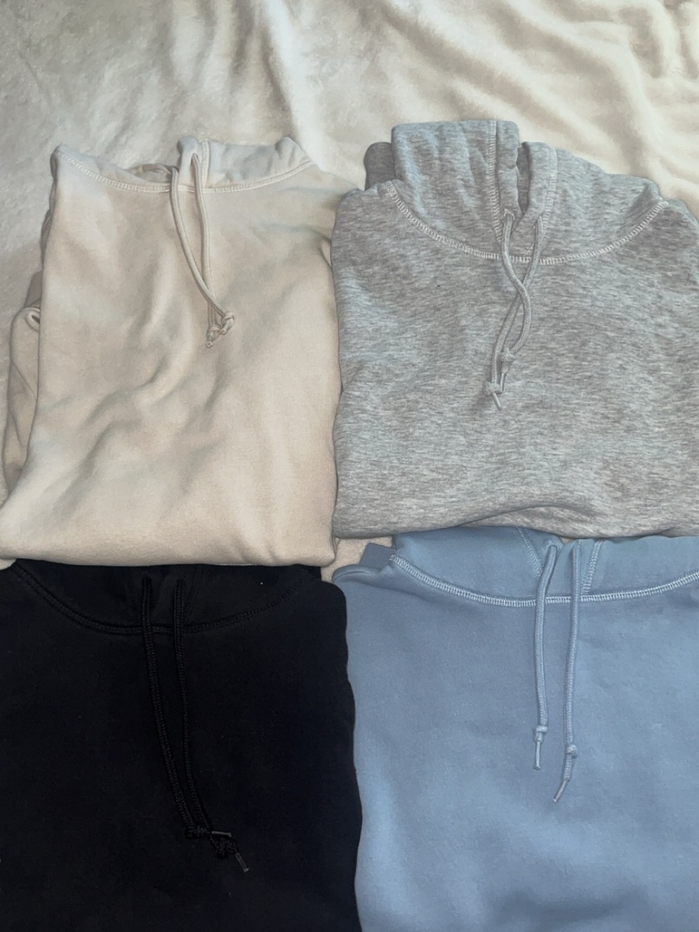 Men's Crewneck Sweatshirt 4 Pack - Ivory, Heather Gray, Black, Light Blue